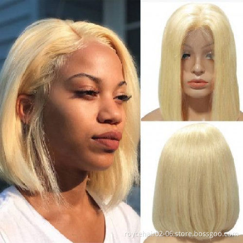 10a 10" 12" 14" 16" Wholesale Brazilian Virgin Human Hair Cuticle Aligned T Part 613 Lace Frontal Bob Wig